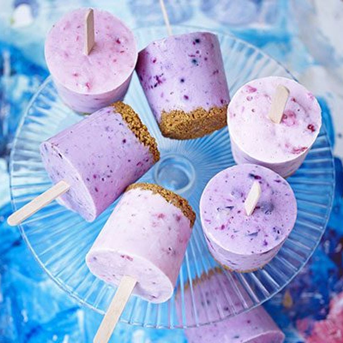 Frozen berry & gingernut yogurt pops