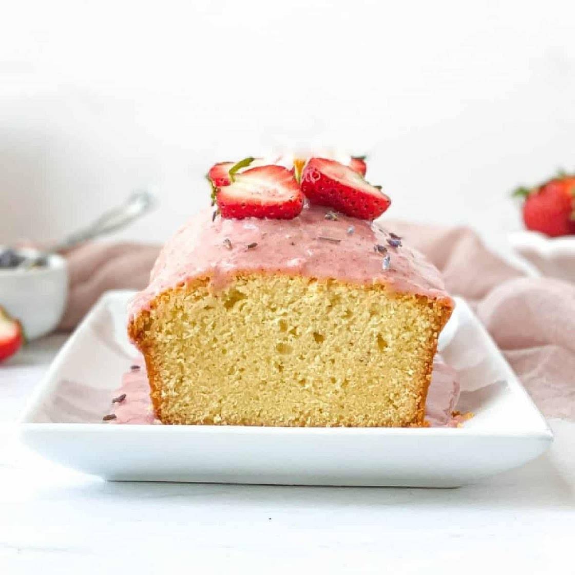 Lavender Pound Cake with Strawberry Glaze