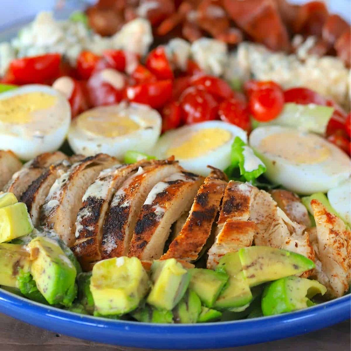 Low Carb Chicken Cobb Salad with Chipotle Ranch Dressing