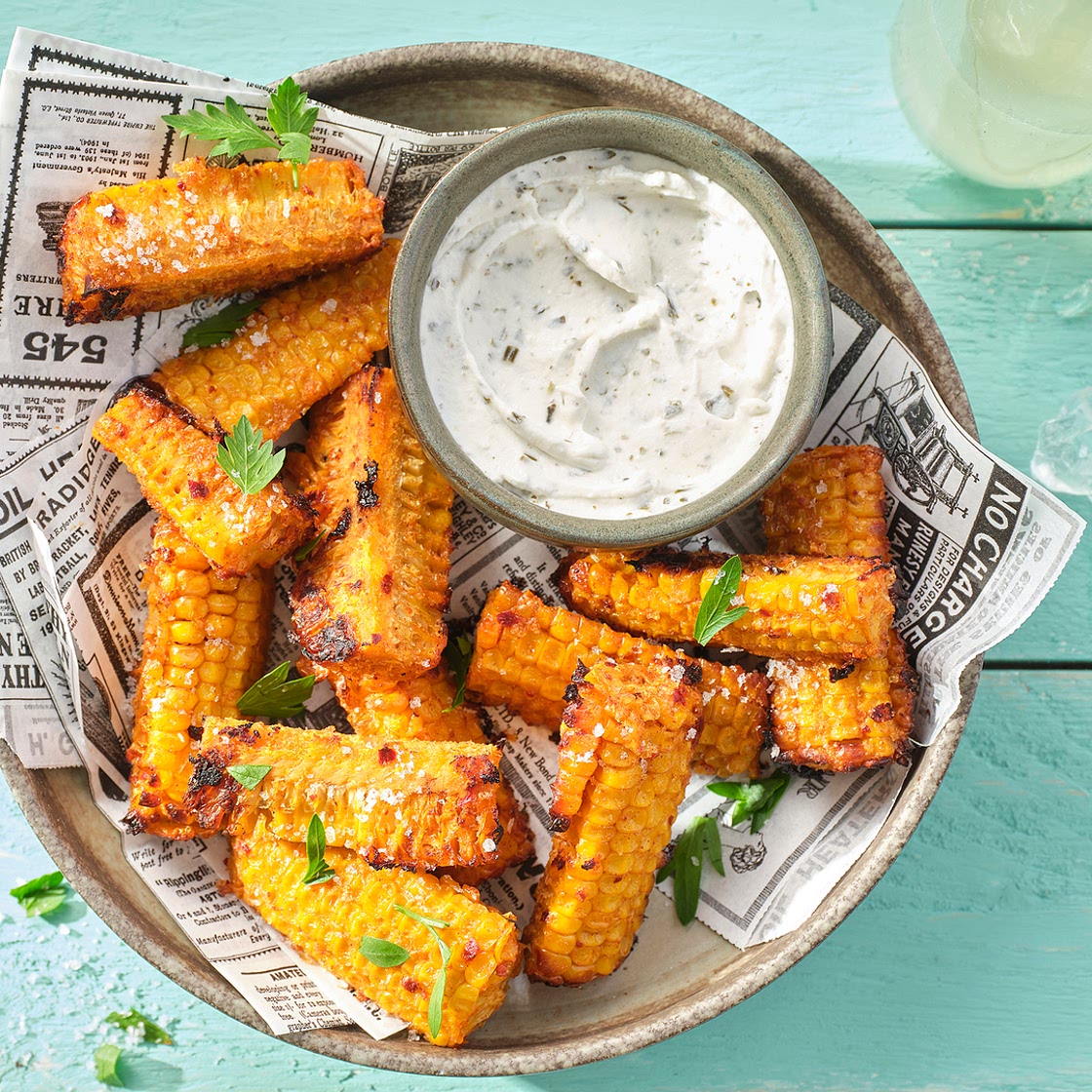 Corn Ribs: Gegrillte Maisrippchen mit Dip