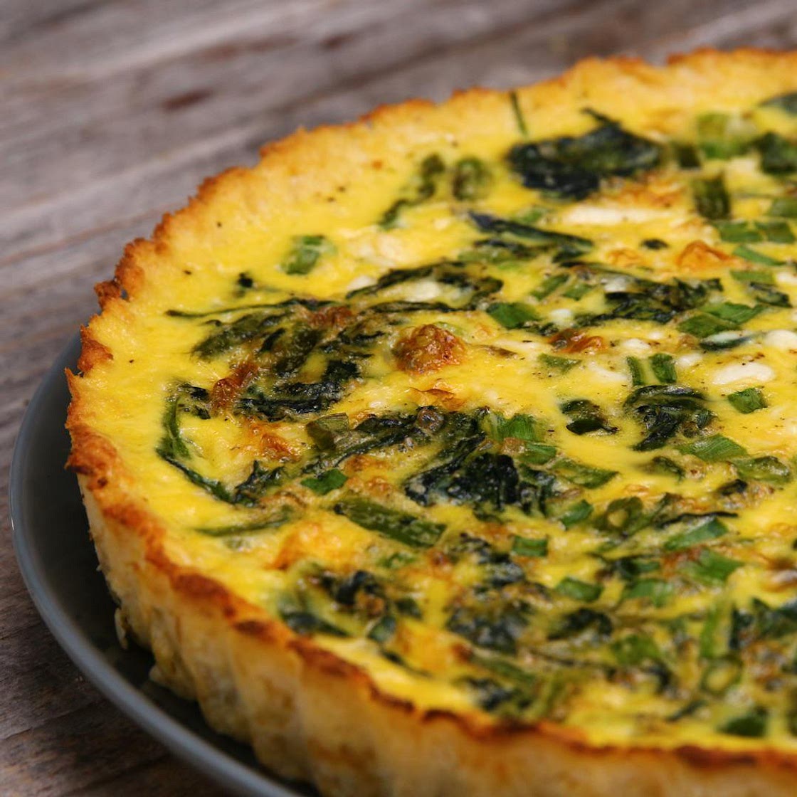Cauliflower-Crusted Quiche Recipe by Tasty