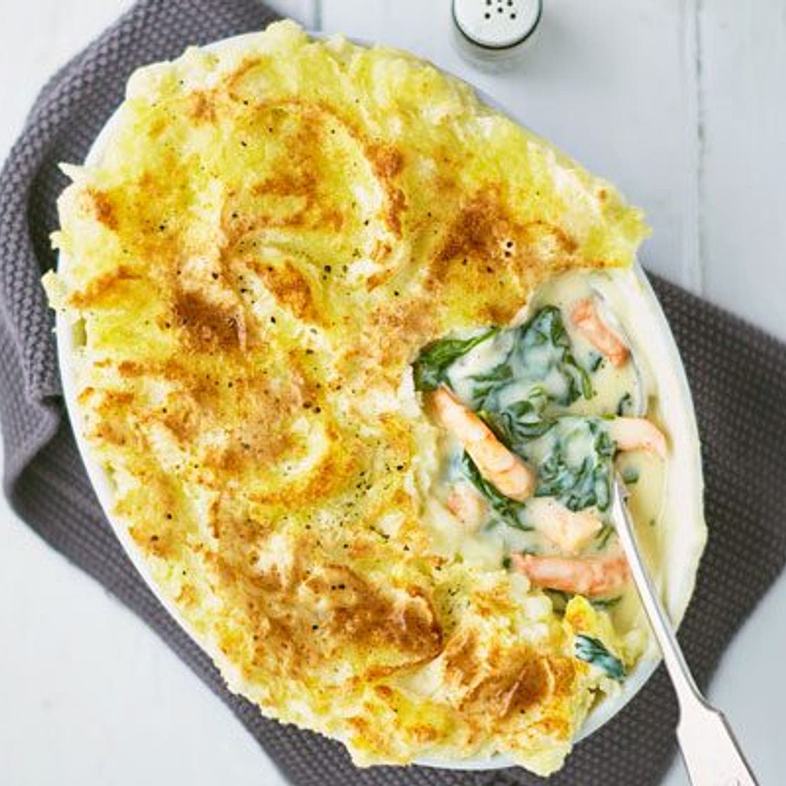 Prawn & potato pie