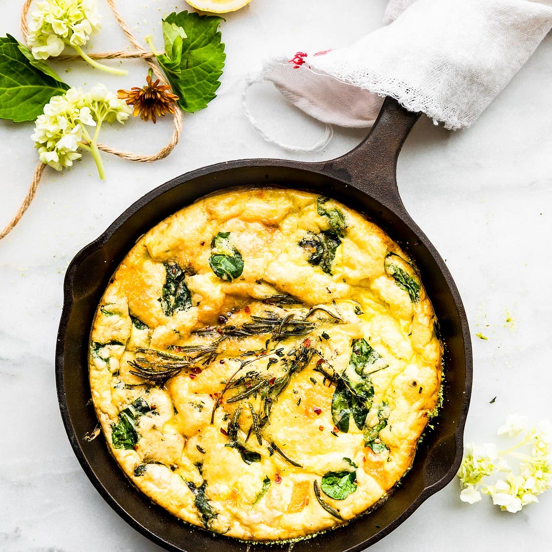 Pumpkin Paleo Frittata with Fried Garlic and Herbs