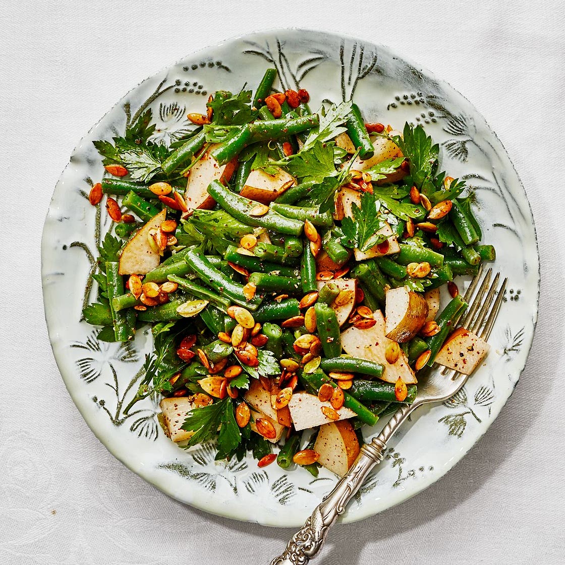 Smashed Green Beans With Lemony Sumac Dressing