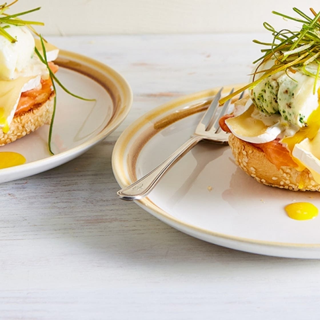Smoked salmon & Brie eggs Benedict