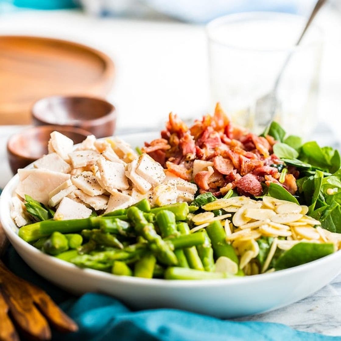 Chicken Bacon Spinach & Asparagus Salad
