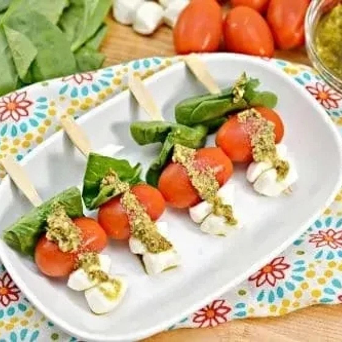 Keto Caprese Pesto Bite Appetizers
