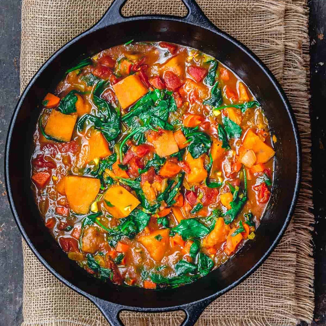 Simple Vegetarian Sweet Potato Stew, Mediterranean-Style