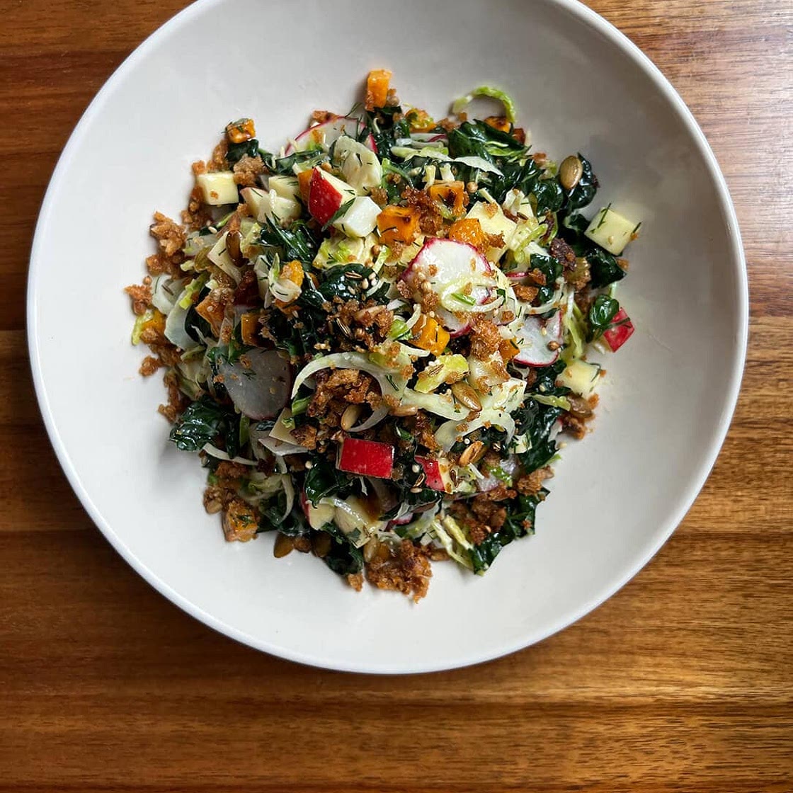 Kale Butternut Squash Salad With Maple Tahini Dressing