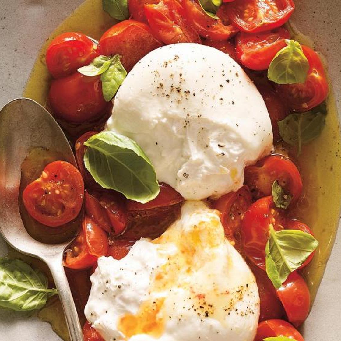 Burrata à la tomate cerise confite