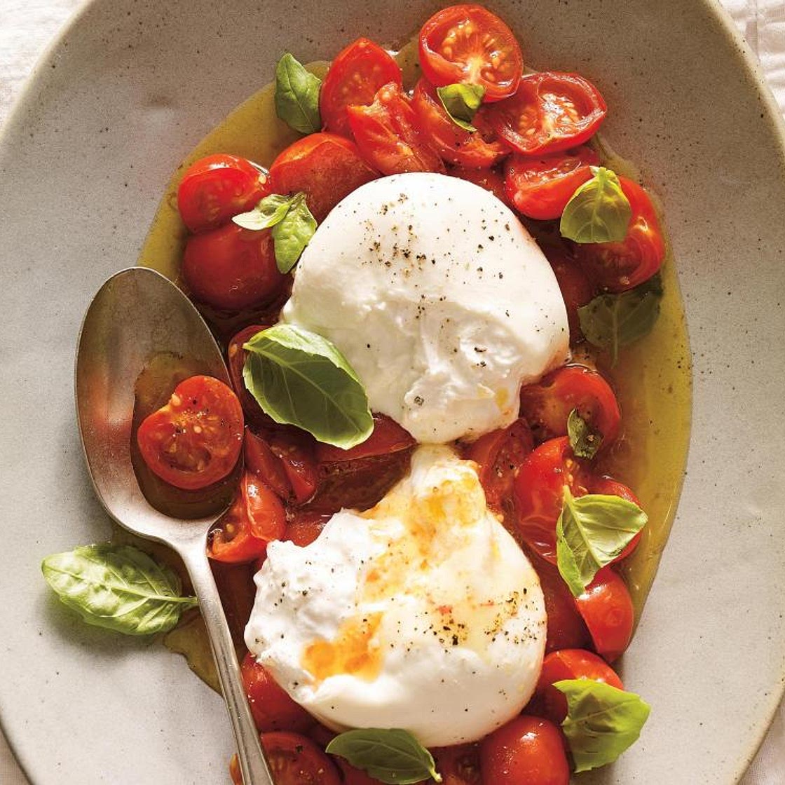 Burrata à la tomate cerise confite