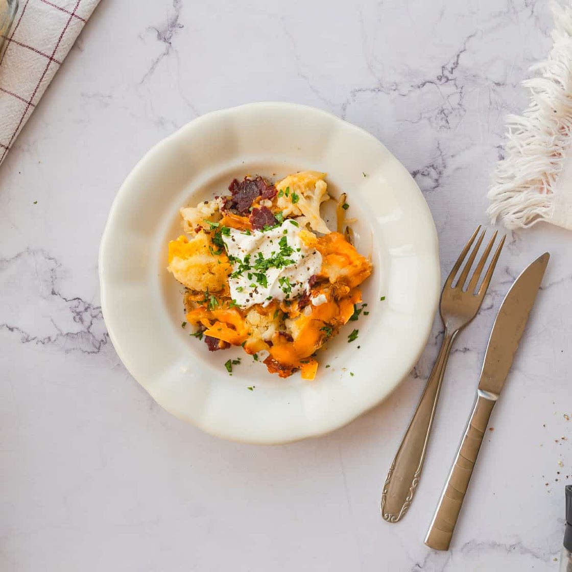 Keto Loaded Cauliflower Casserole