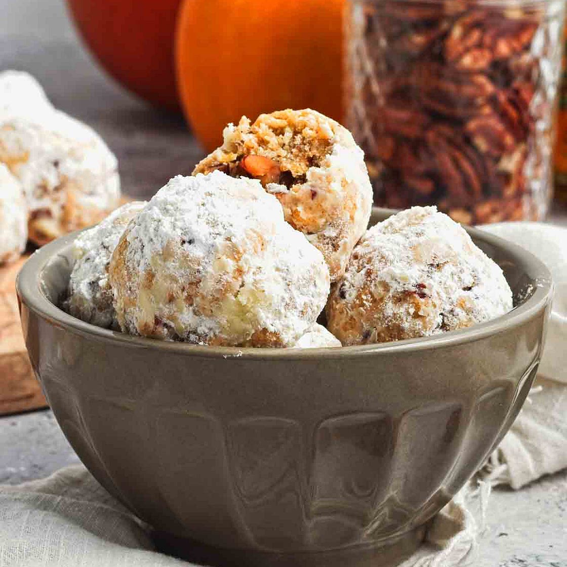 Pumpkin Snowball Cookies