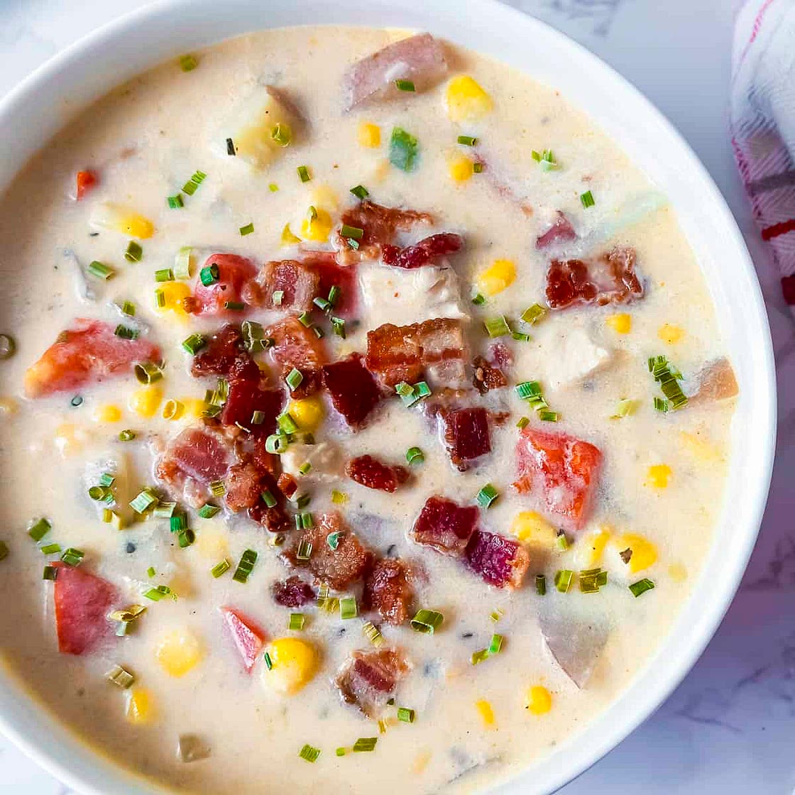 Creamy Chicken Corn Chowder with Bacon