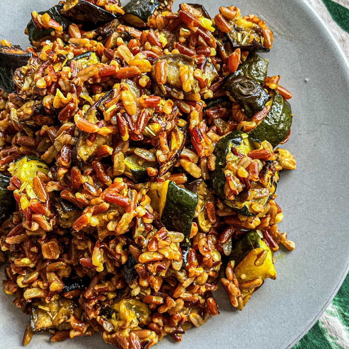 Italian Red Rice with roasted vegetables