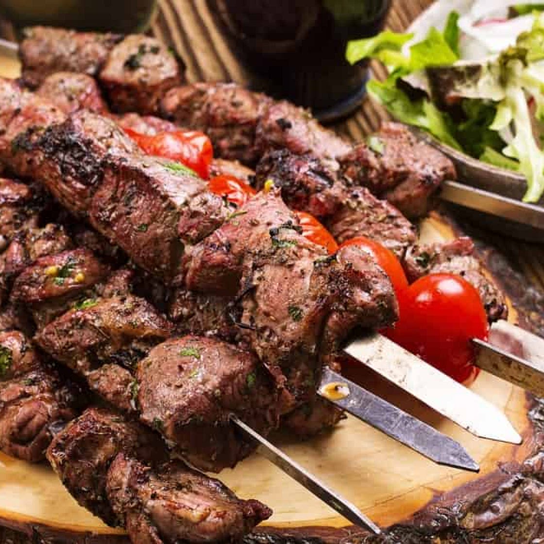 Marinated Greek Lamb Souvlaki recipe (Skewers) with Pita and Tzatziki