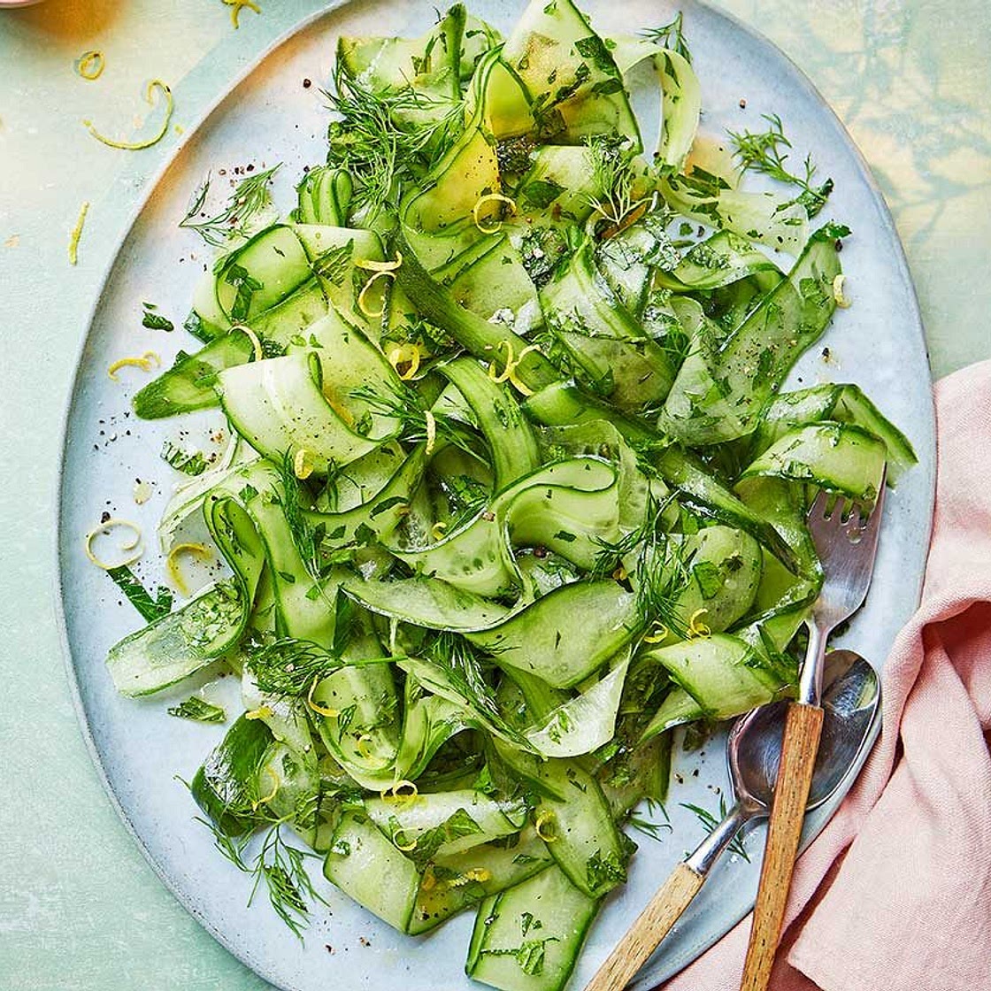 Herby warm cucumbers with lemon