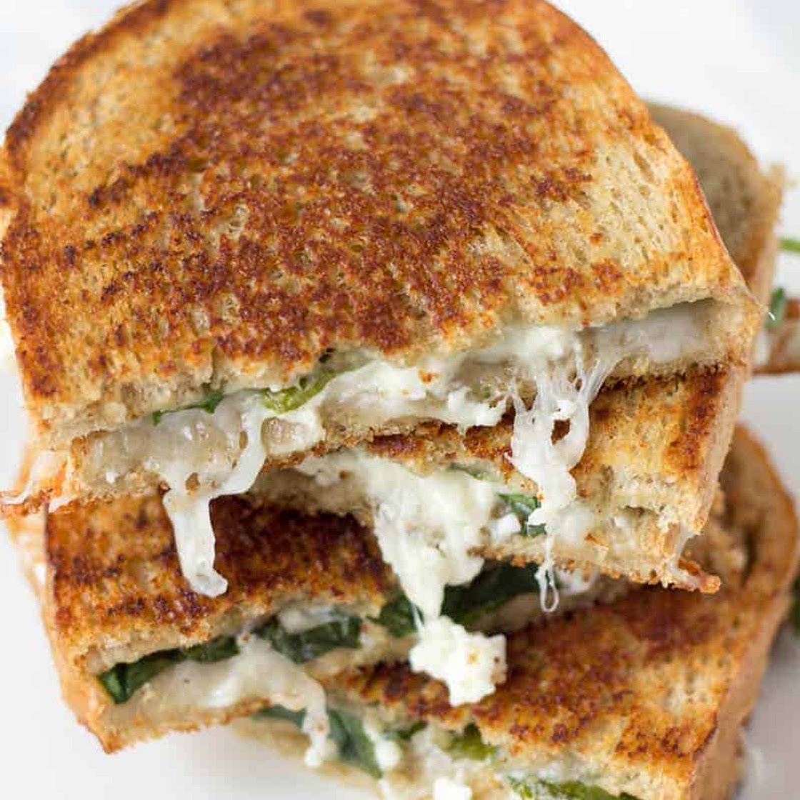 Spinach, Feta & Mozzarella Grilled Cheese Sandwich
