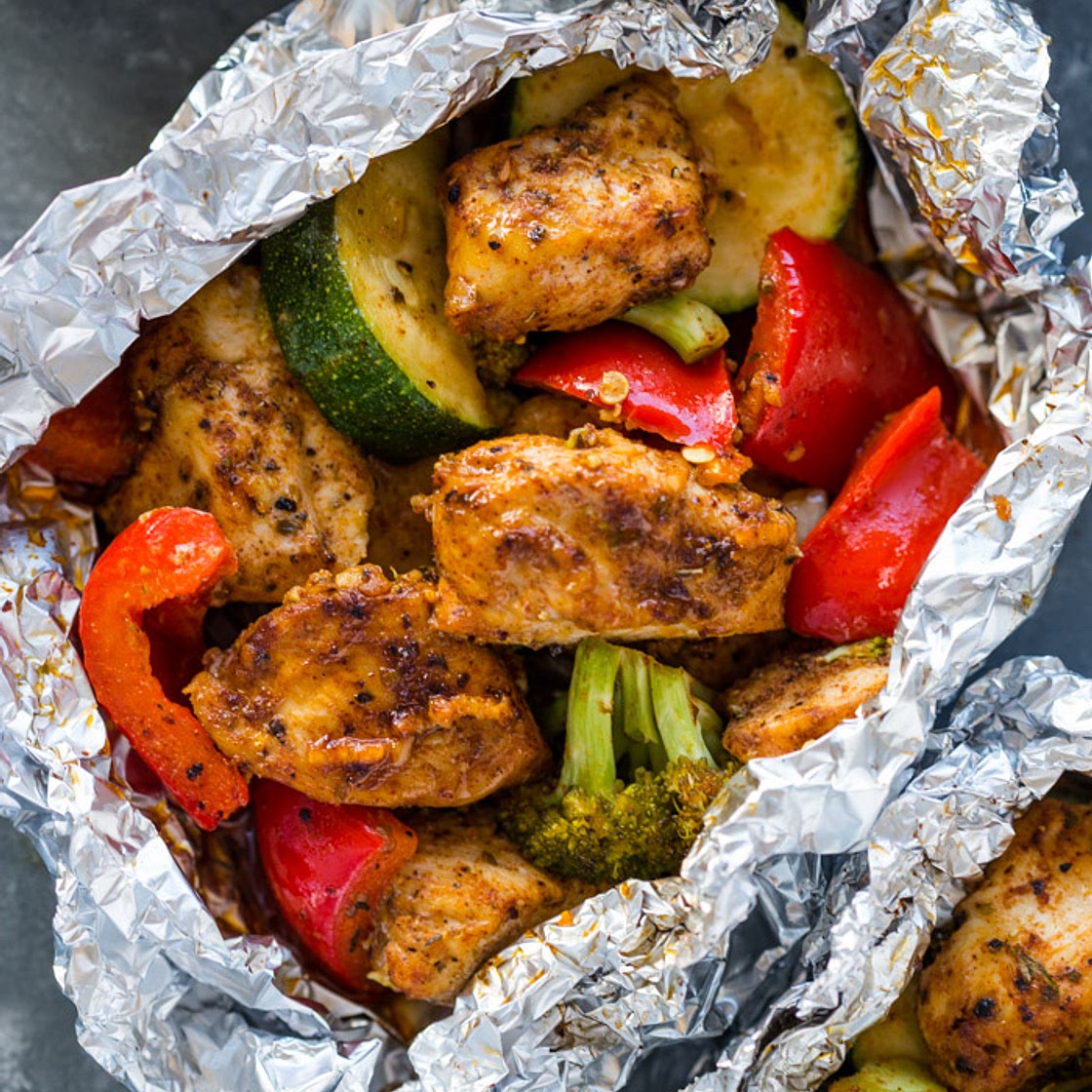 Foil Pack Cajun Chicken and Veggies