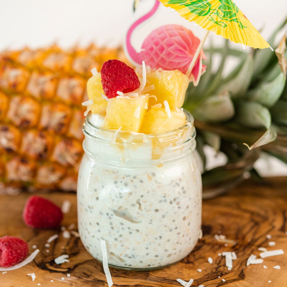 Pina Colada Overnight Oats with Coconut Milk (Vegan)