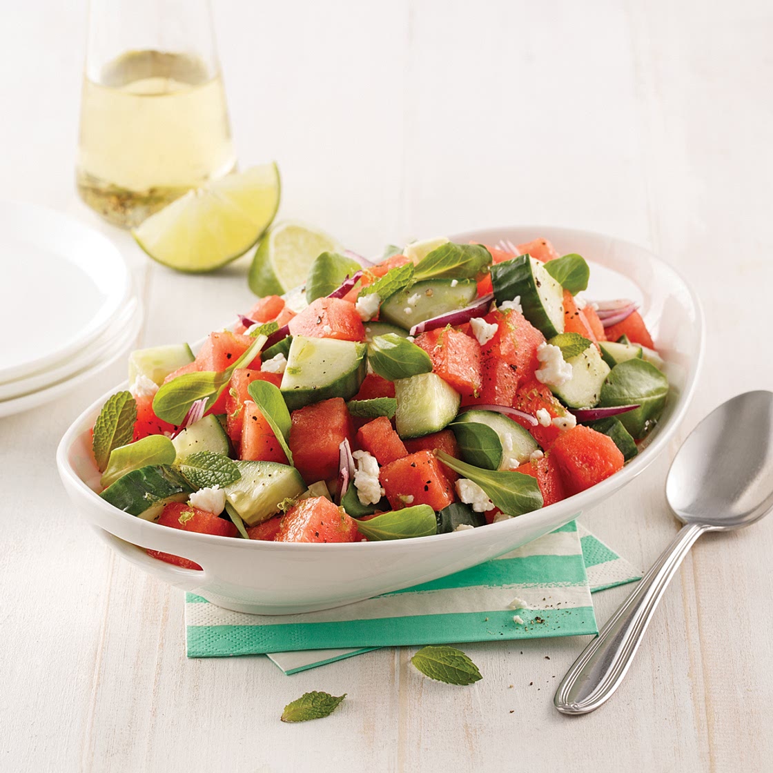 Salade de concombre, melon et feta