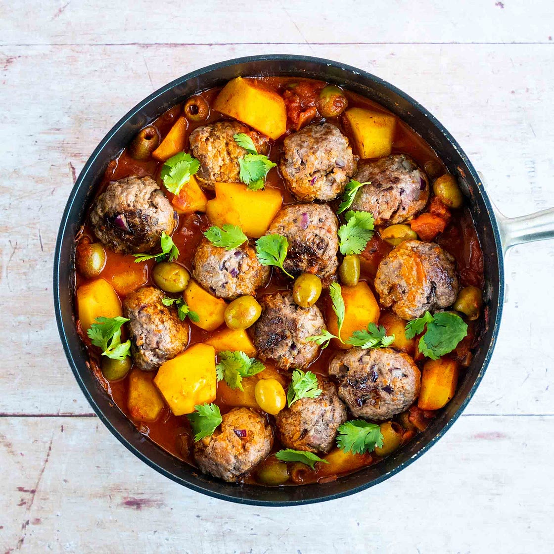 Tajine de keftas aux olives et pommes de terre