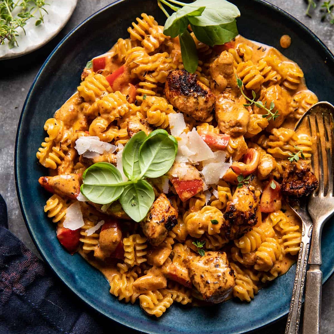 Lighter Creamy Cajun Chicken Pasta