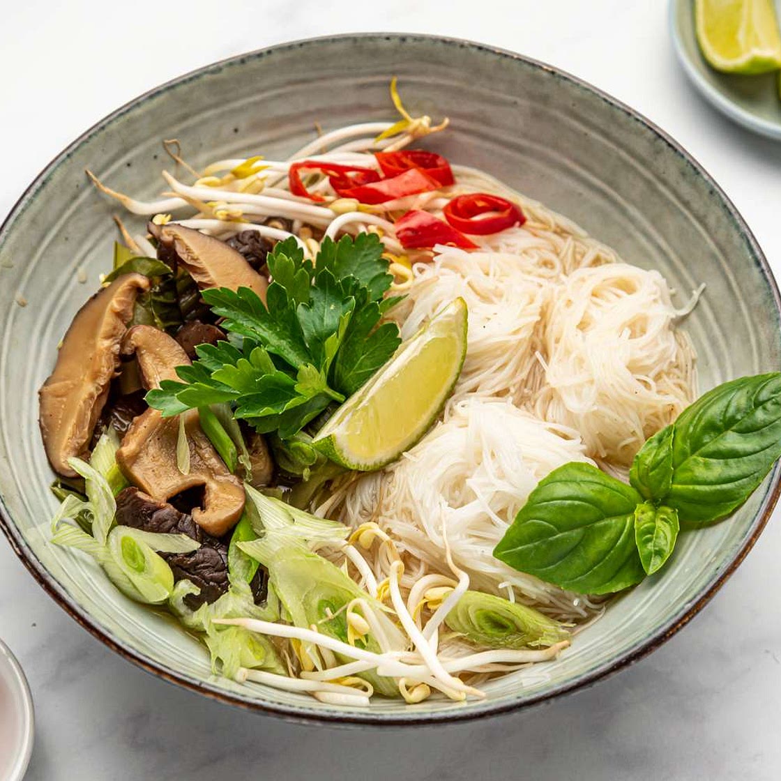 Vegan Vietnamese Pho With Bok Choy and Mushrooms