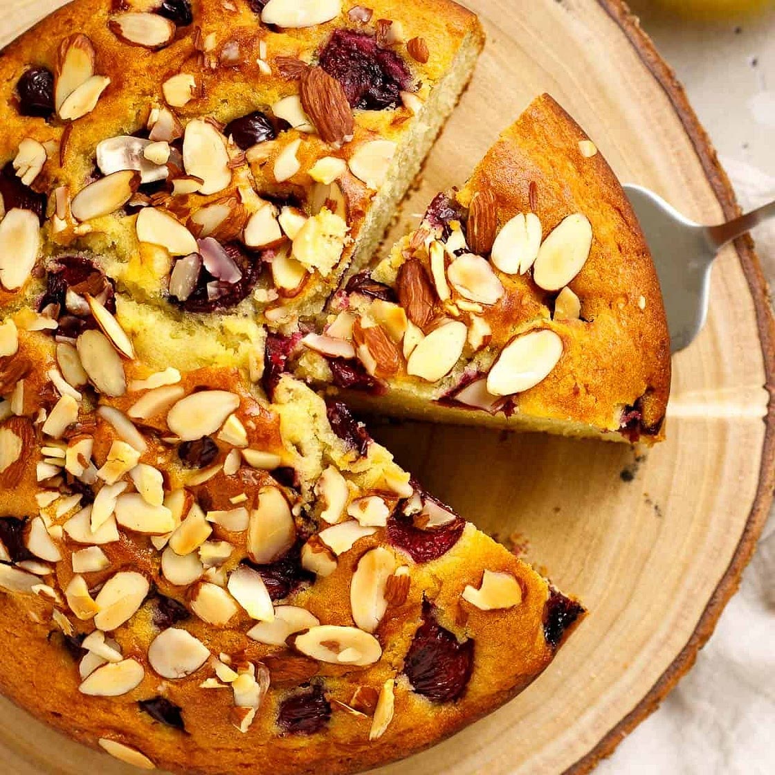 Cherry Almond Olive Oil Cake