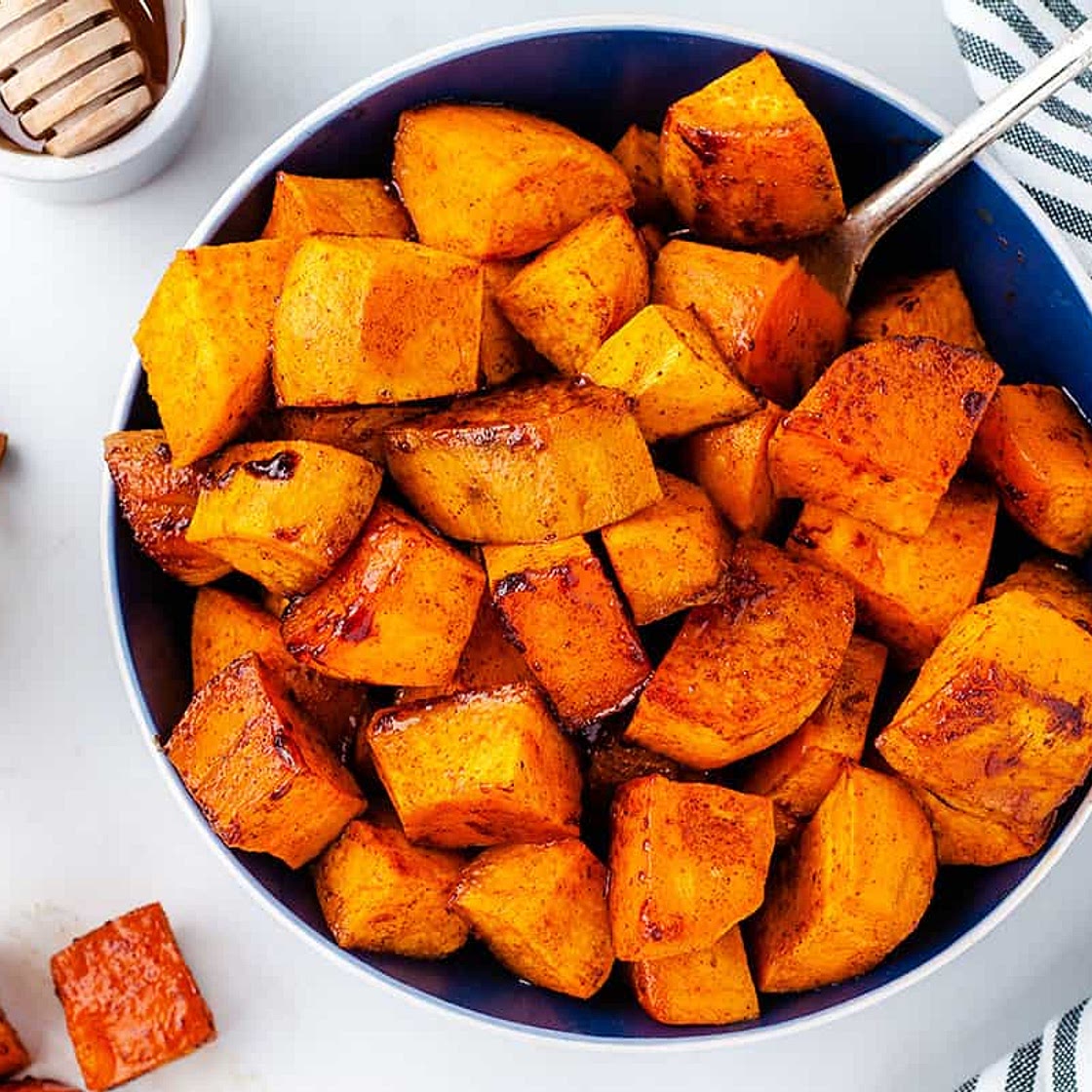 Honey Cinnamon Roasted Sweet Potatoes