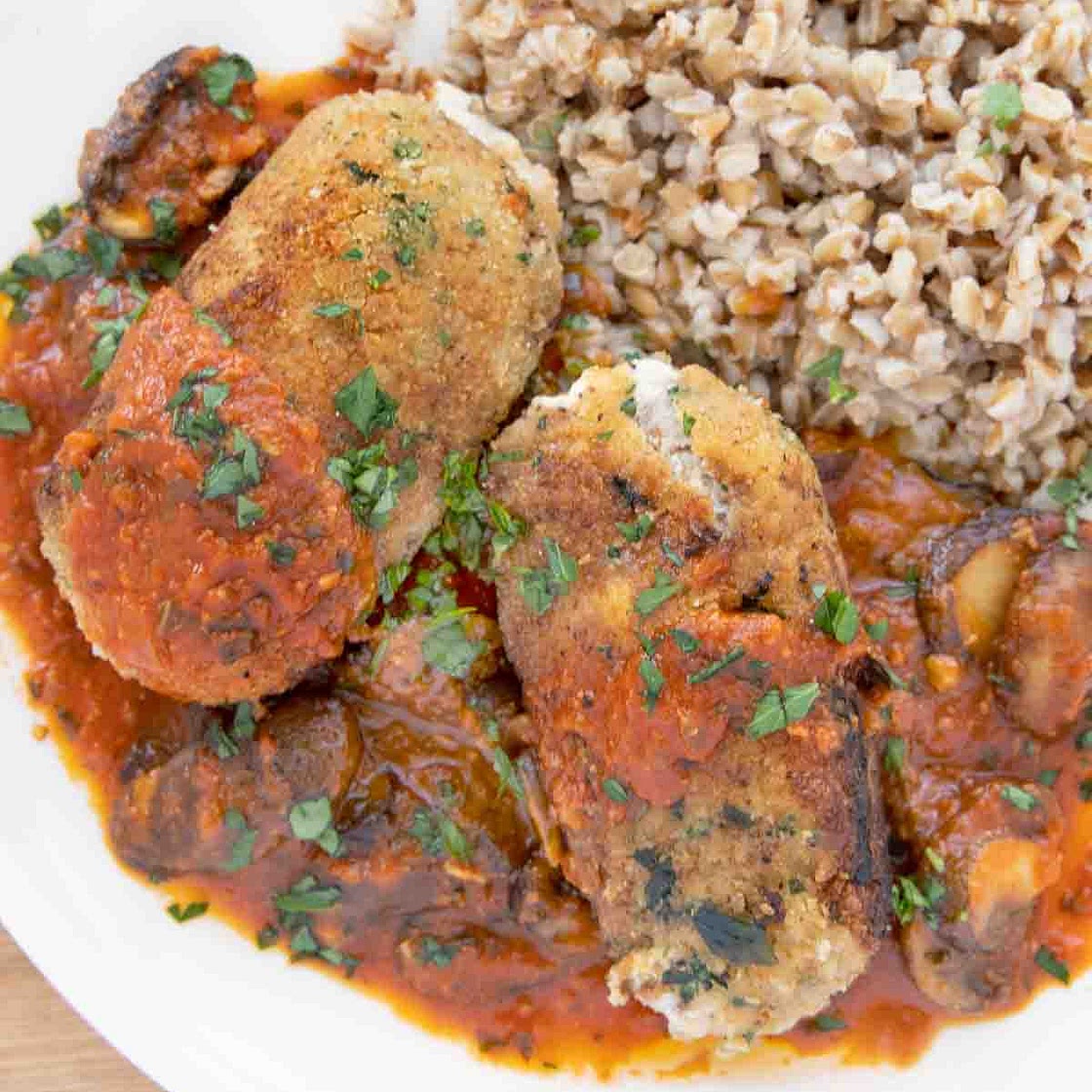 Beef Braciole with Mushroom Tomato Sauce