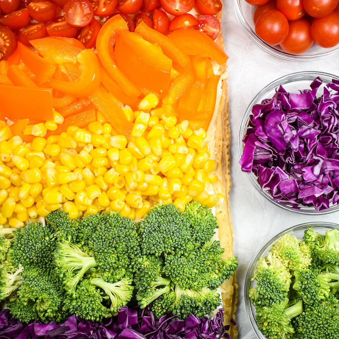 Rainbow Pizza (Veggie Pizza with Cream Cheese)