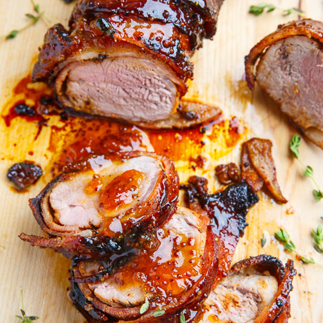 Apricot Glazed Bacon Wrapped Cajun Pork Tenderloin