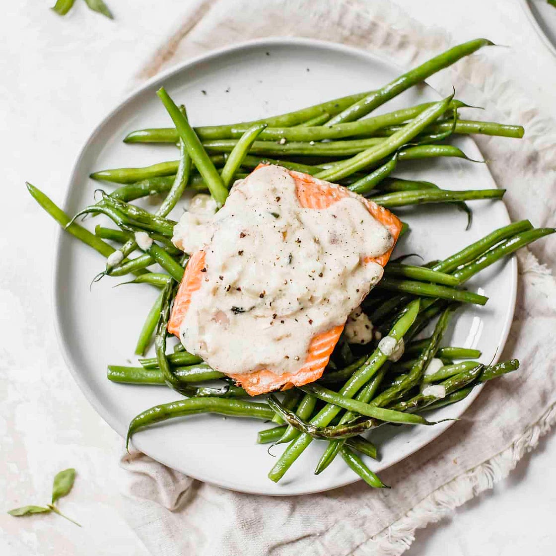 Herbed Dijon Salmon + Green Beans
