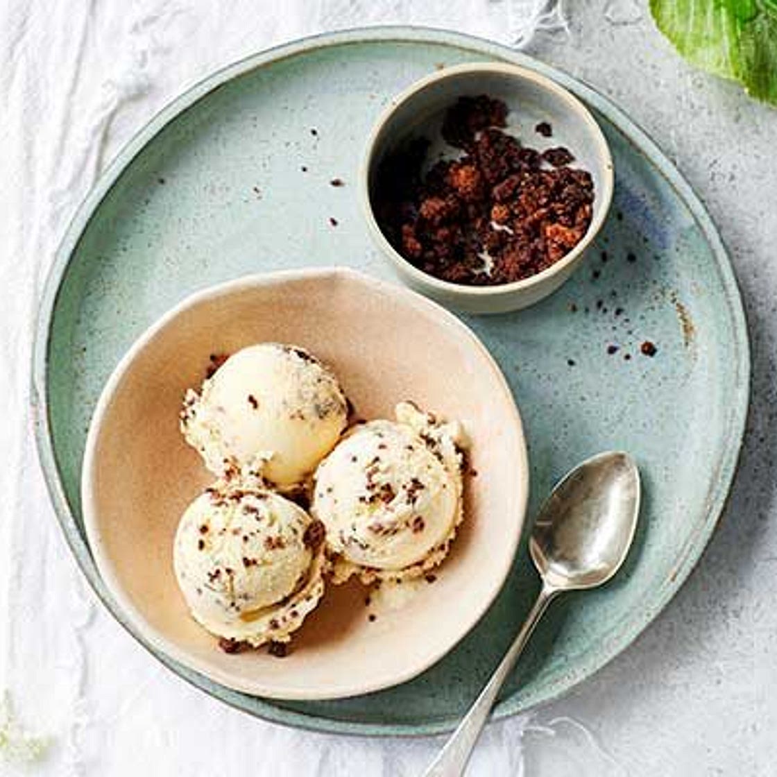 Buttermilk, brown sugar & rye bread ice cream