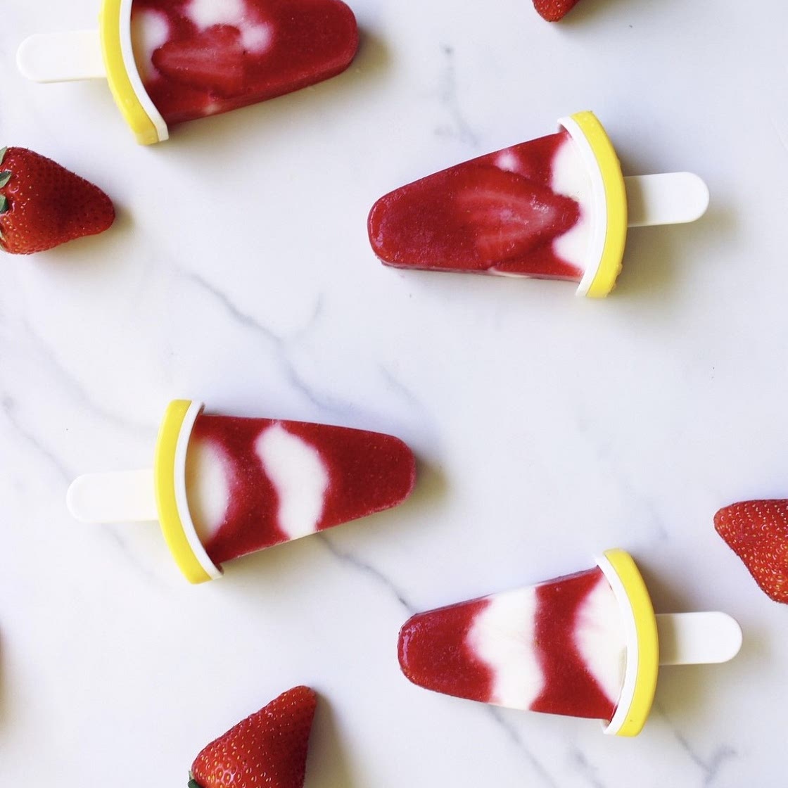 Healthy Strawberry Yogurt Popsicles