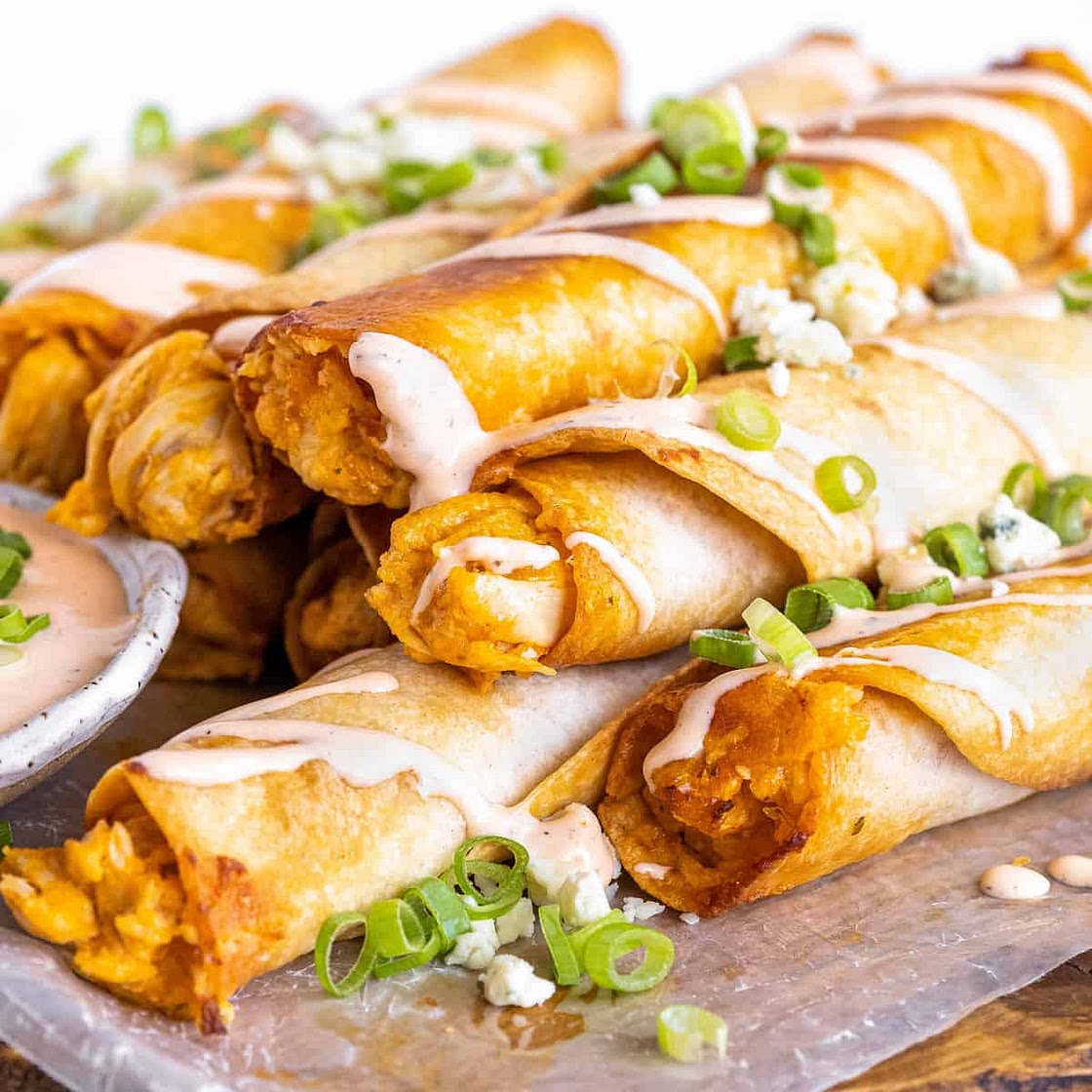 Baked Buffalo Chicken Taquitos