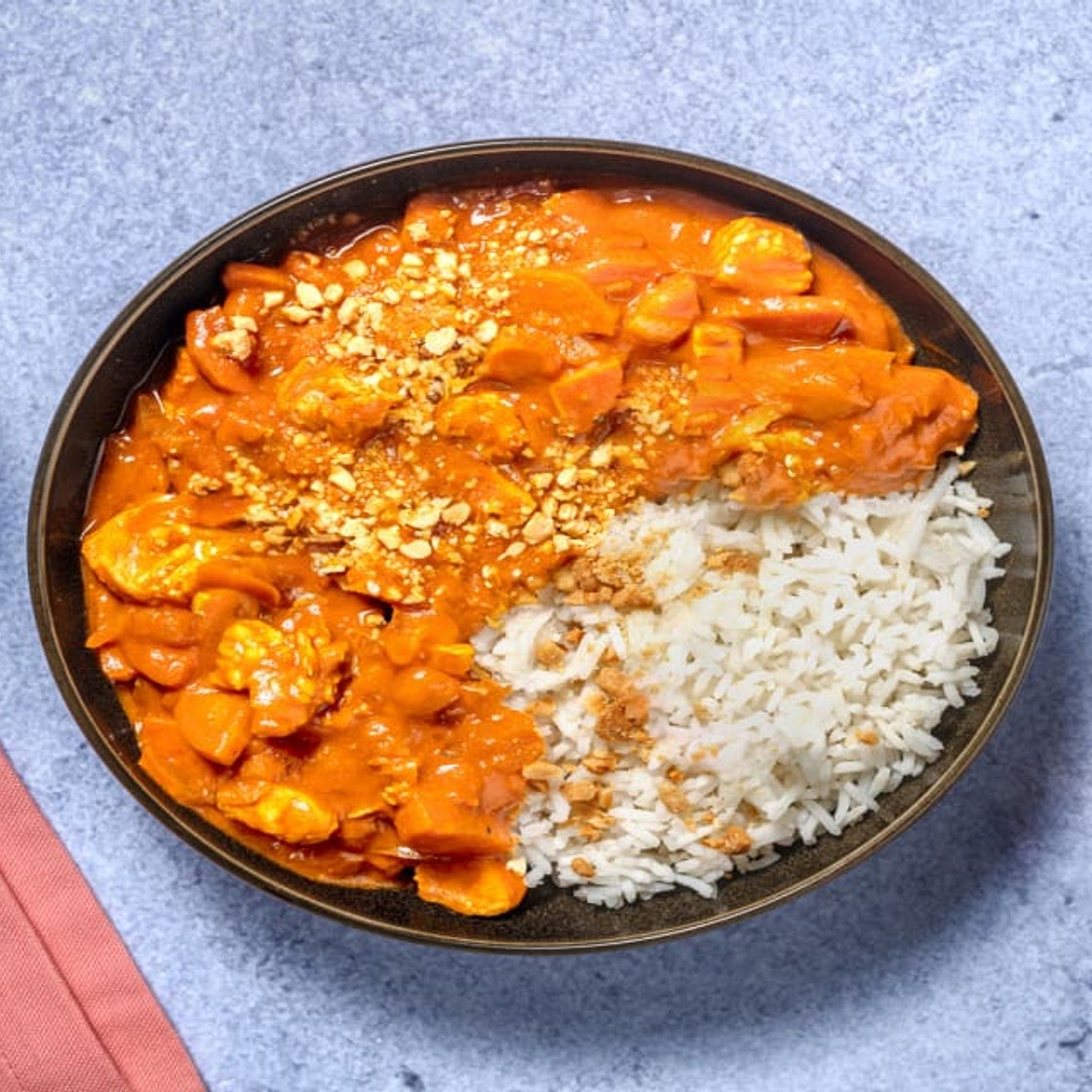 Mafé revisité au poulet & carotte avec des cacahuètes & du gingembre