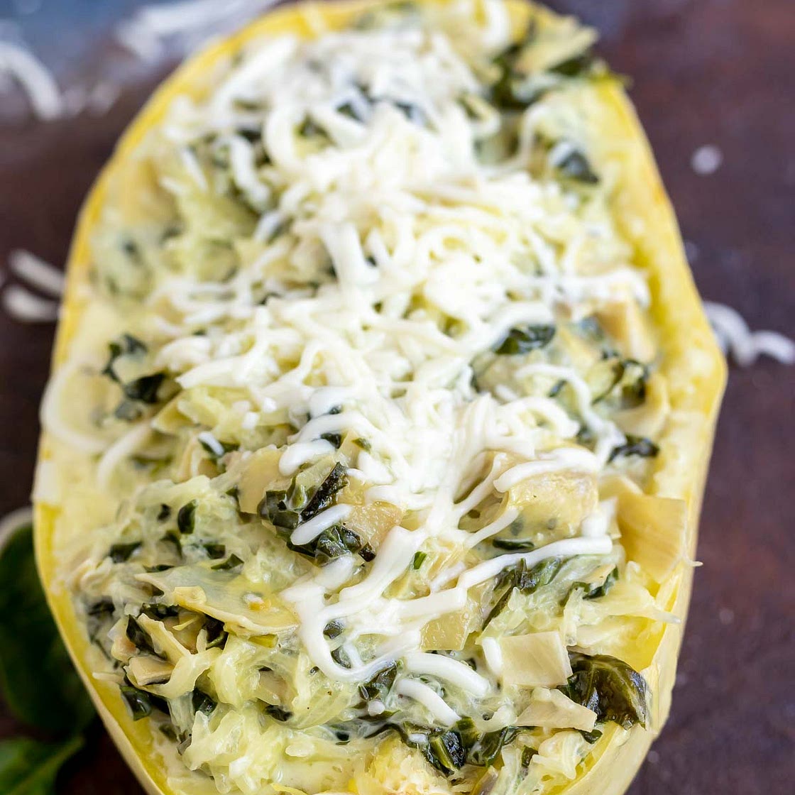 Spinach Artichoke Spaghetti Squash Alfredo