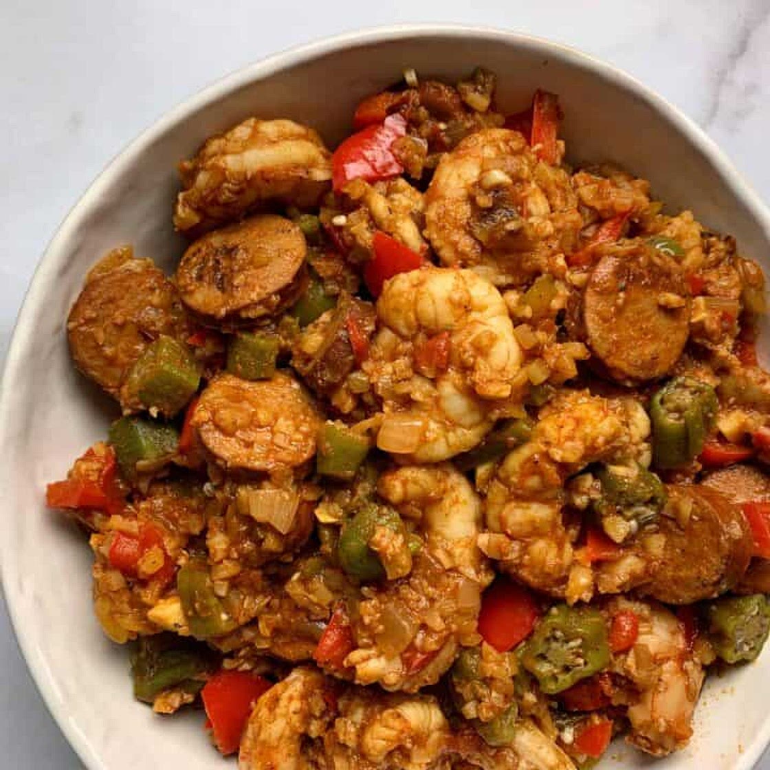 Low Carb Jambalaya with Cauliflower Rice