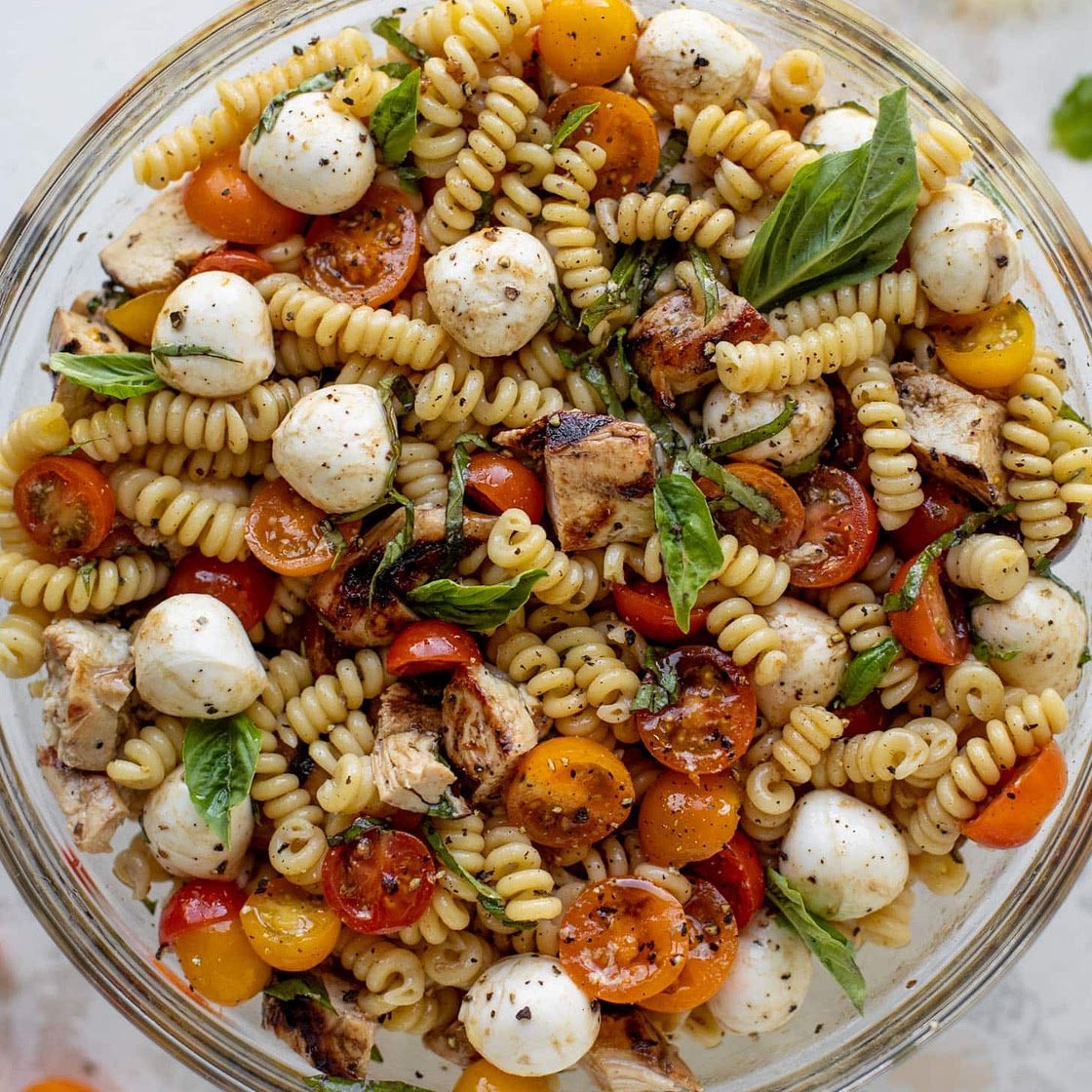 Grilled Chicken Caprese Pasta Salad