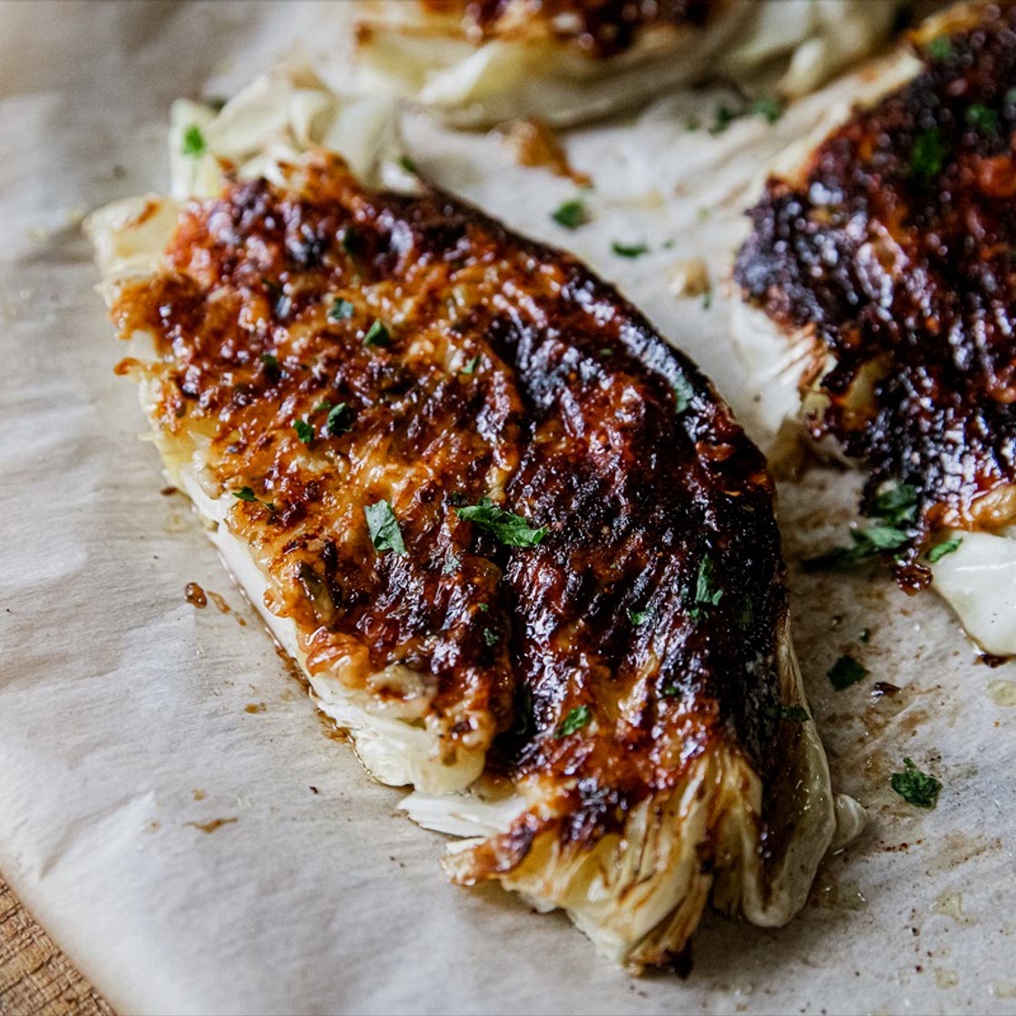 Grilled Parmesan Cabbage Steaks