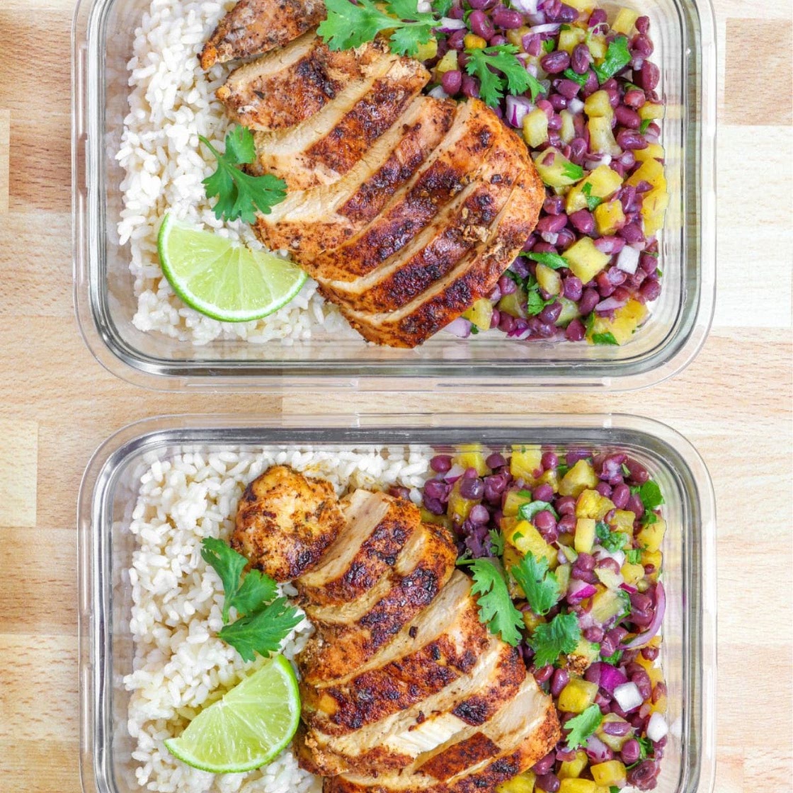 Meal Prep Jerk Chicken and Pineapple Salsa