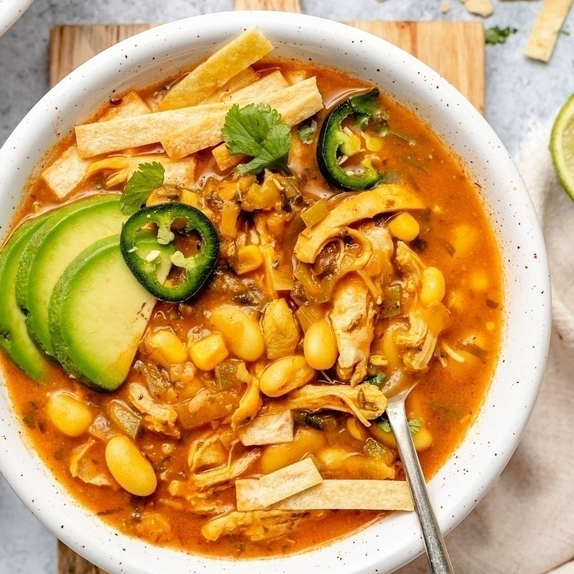 Creamy White Bean Chicken Enchilada Soup