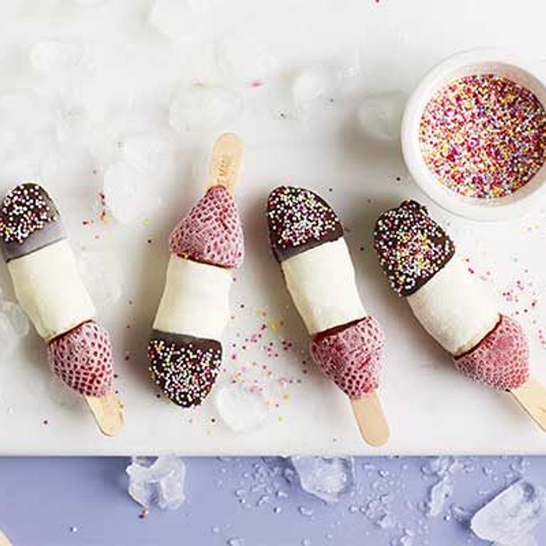 Frozen banana lollies