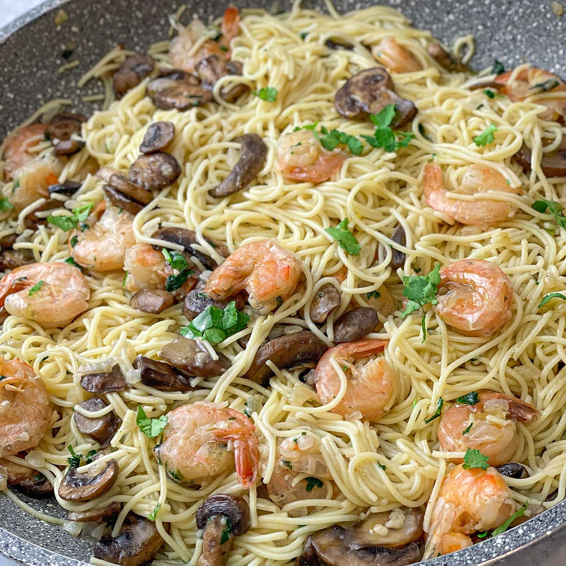 Wine-Free Hassle-Free Shrimp Scampi