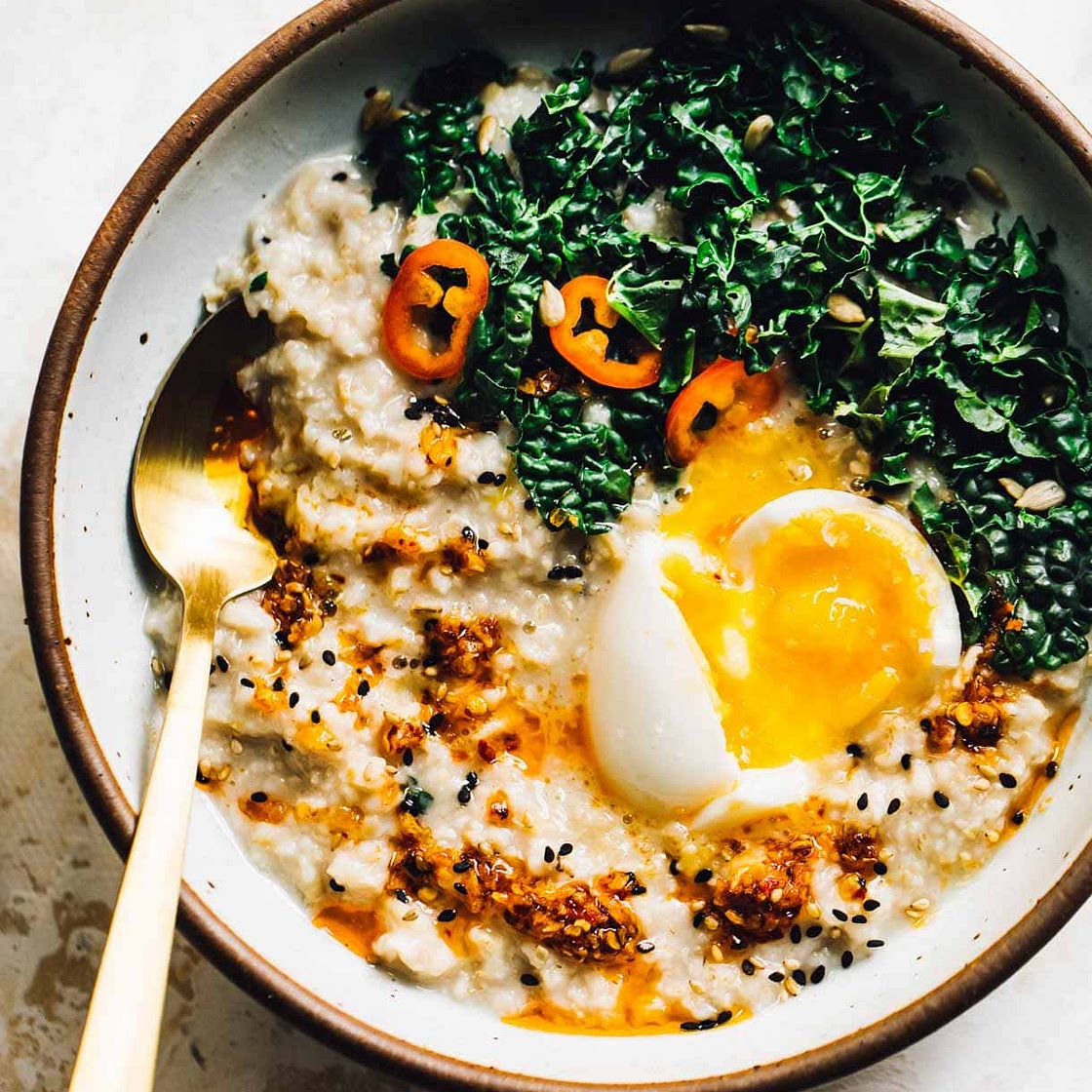 Savory Miso Oatmeal with Jammy Egg