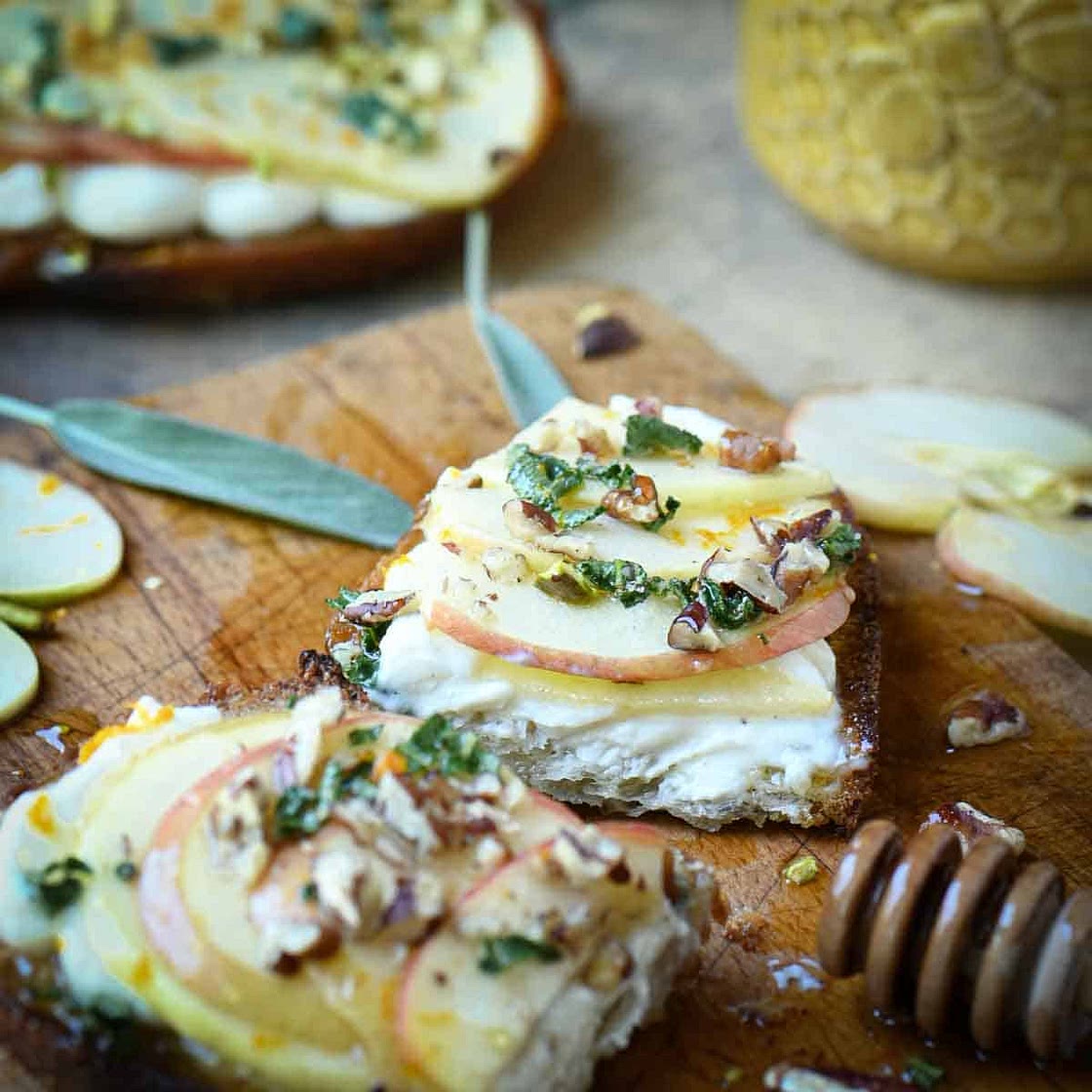 Apple Toast with Ricotta and Sage Honey