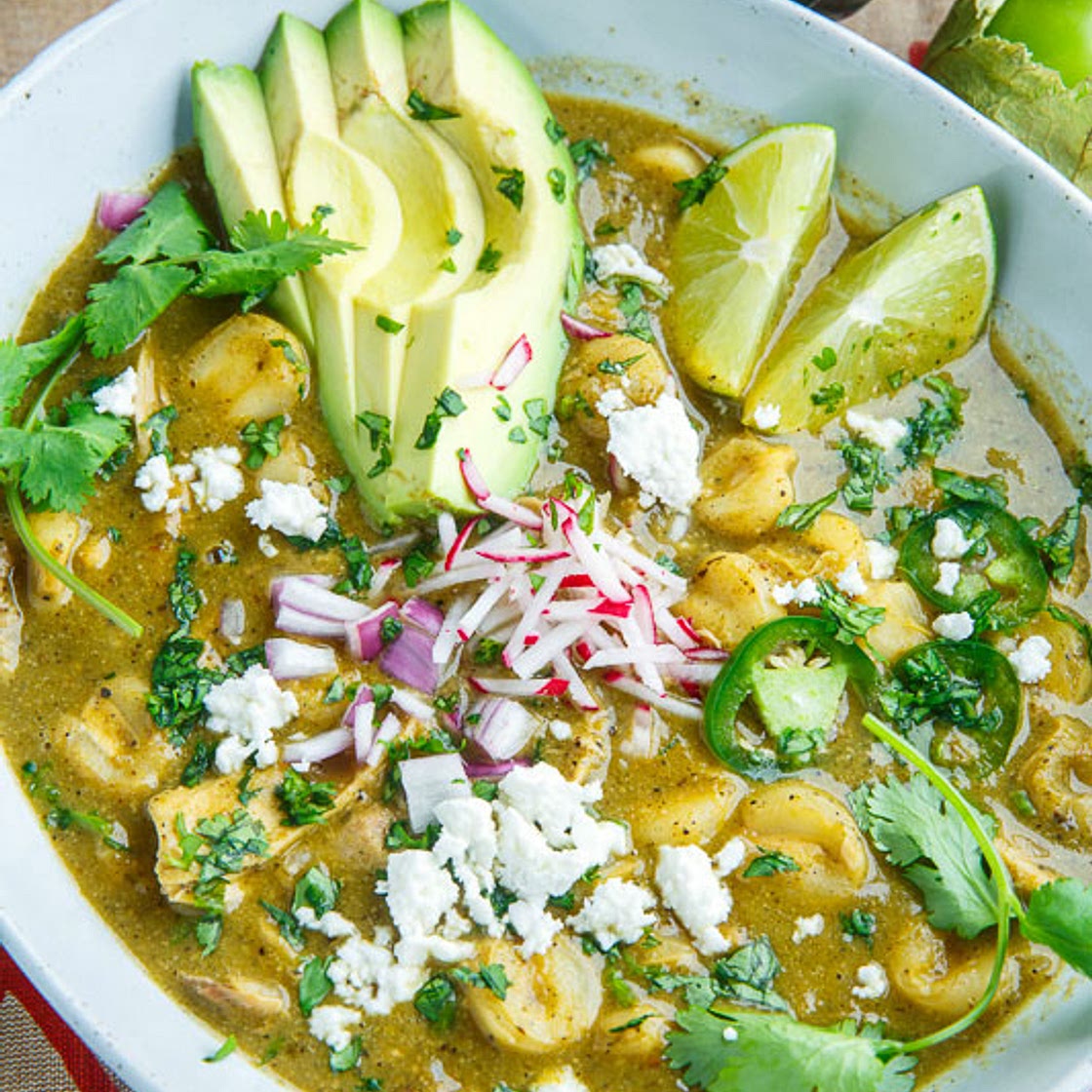 Pozole Verde de Pollo (Green Mexican Hominy and Chicken Soup)