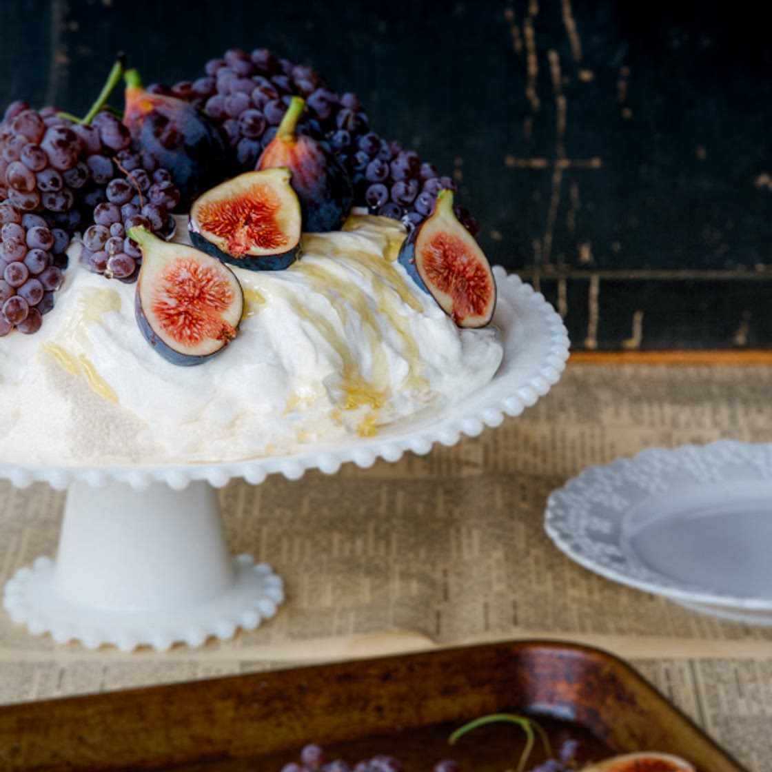 pavlova aux figues & crème fouettée yogourt et miel
